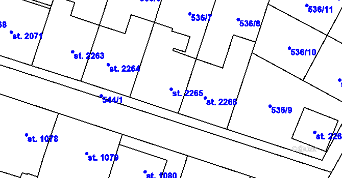 Parcela st. 2265 v KÚ Kyjov, Katastrální mapa