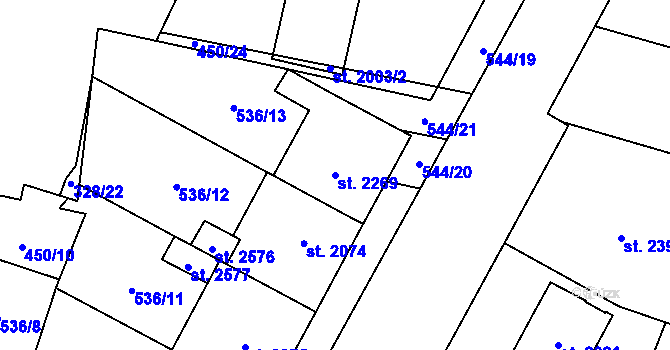 Parcela st. 2269 v KÚ Kyjov, Katastrální mapa