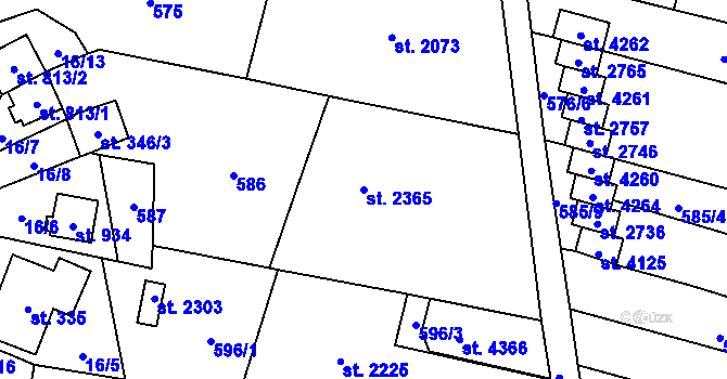 Parcela st. 2365 v KÚ Kyjov, Katastrální mapa