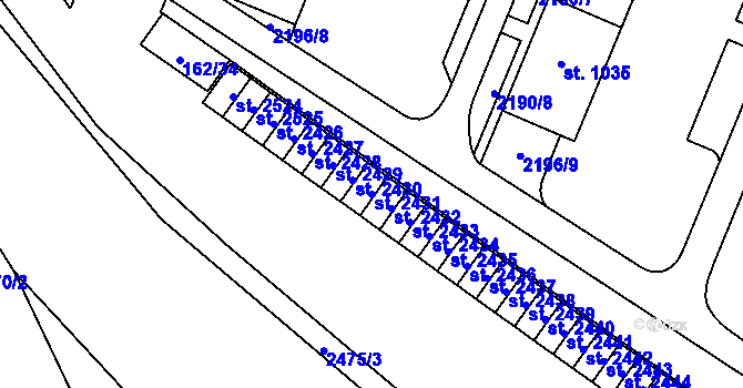 Parcela st. 2431 v KÚ Kyjov, Katastrální mapa