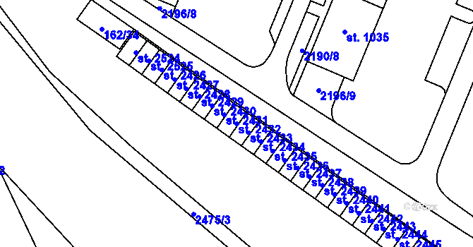Parcela st. 2432 v KÚ Kyjov, Katastrální mapa