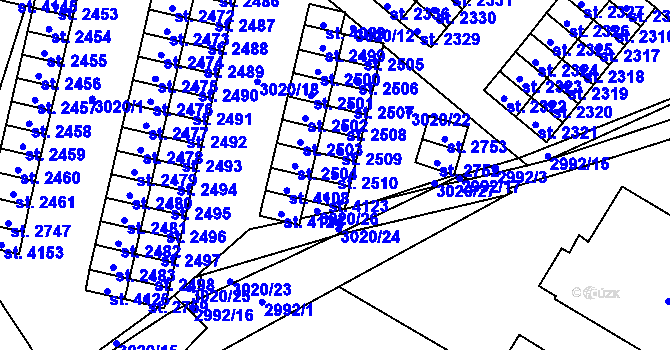 Parcela st. 2510 v KÚ Kyjov, Katastrální mapa