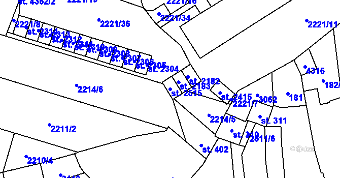 Parcela st. 2515 v KÚ Kyjov, Katastrální mapa