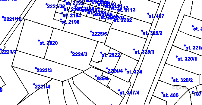 Parcela st. 2522 v KÚ Kyjov, Katastrální mapa