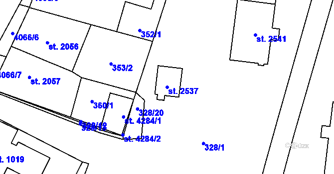 Parcela st. 2537 v KÚ Kyjov, Katastrální mapa