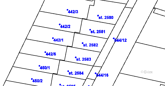 Parcela st. 2582 v KÚ Kyjov, Katastrální mapa
