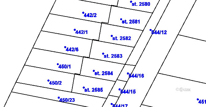 Parcela st. 2583 v KÚ Kyjov, Katastrální mapa