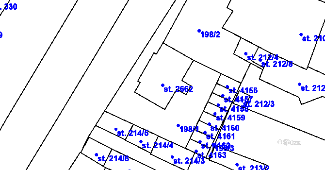 Parcela st. 2662 v KÚ Kyjov, Katastrální mapa