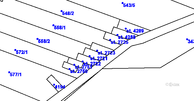 Parcela st. 2723 v KÚ Kyjov, Katastrální mapa