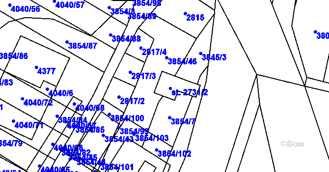 Parcela st. 2731/1 v KÚ Kyjov, Katastrální mapa