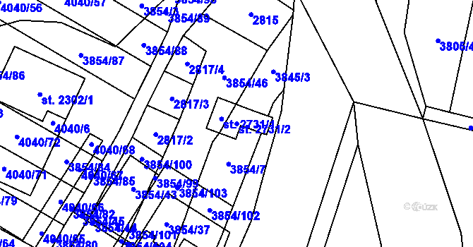 Parcela st. 2731/2 v KÚ Kyjov, Katastrální mapa