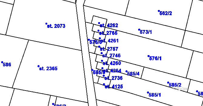 Parcela st. 2746 v KÚ Kyjov, Katastrální mapa