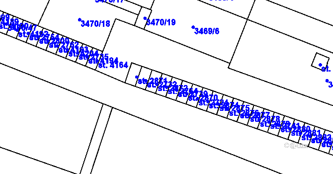 Parcela st. 2764 v KÚ Kyjov, Katastrální mapa