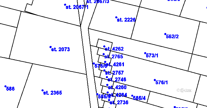 Parcela st. 2765 v KÚ Kyjov, Katastrální mapa