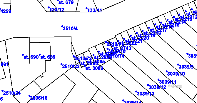 Parcela st. 2766 v KÚ Kyjov, Katastrální mapa