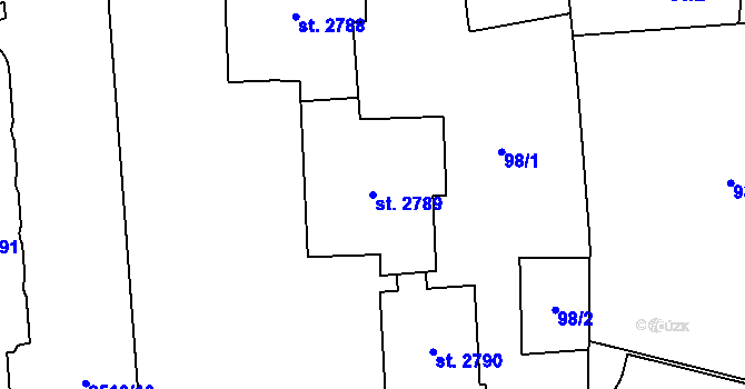 Parcela st. 2789 v KÚ Kyjov, Katastrální mapa