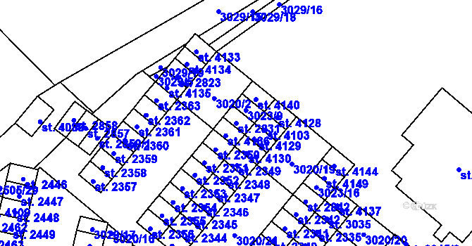 Parcela st. 2831 v KÚ Kyjov, Katastrální mapa