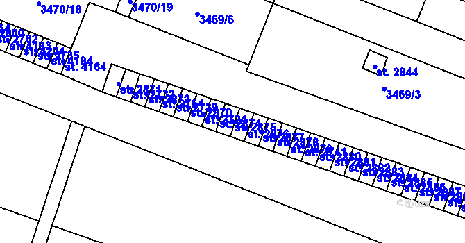 Parcela st. 2875 v KÚ Kyjov, Katastrální mapa
