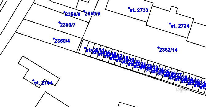 Parcela st. 2917 v KÚ Kyjov, Katastrální mapa