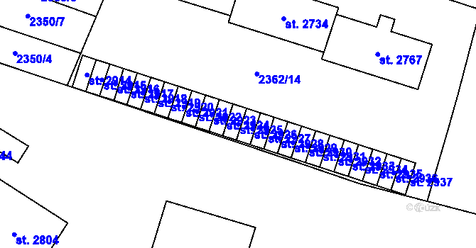 Parcela st. 2925 v KÚ Kyjov, Katastrální mapa