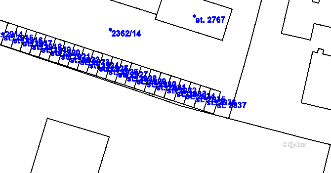 Parcela st. 2932 v KÚ Kyjov, Katastrální mapa