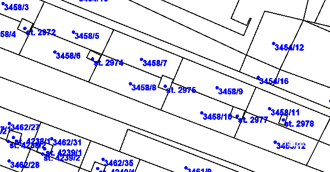 Parcela st. 2975 v KÚ Kyjov, Katastrální mapa