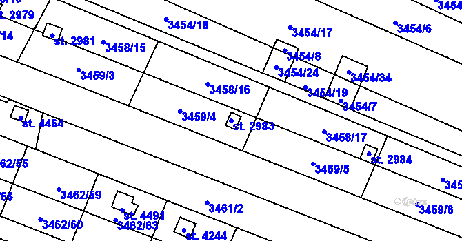 Parcela st. 2983 v KÚ Kyjov, Katastrální mapa