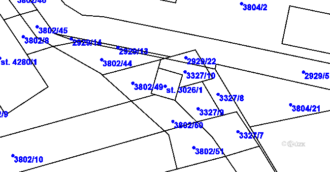 Parcela st. 3026/1 v KÚ Kyjov, Katastrální mapa