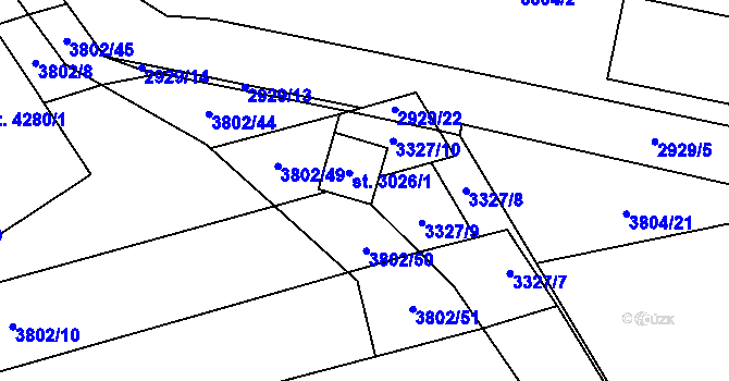 Parcela st. 3026/2 v KÚ Kyjov, Katastrální mapa