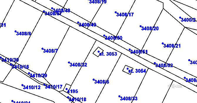 Parcela st. 3053 v KÚ Kyjov, Katastrální mapa