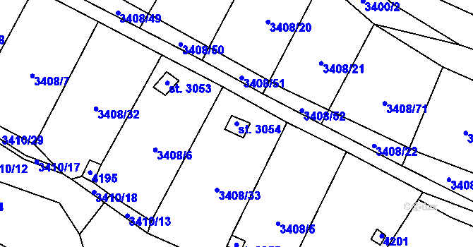 Parcela st. 3054 v KÚ Kyjov, Katastrální mapa