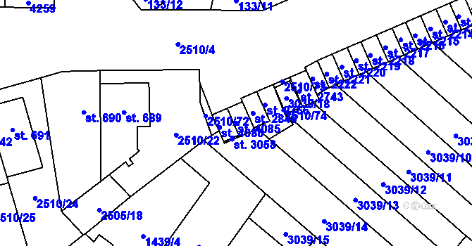 Parcela st. 4085 v KÚ Kyjov, Katastrální mapa