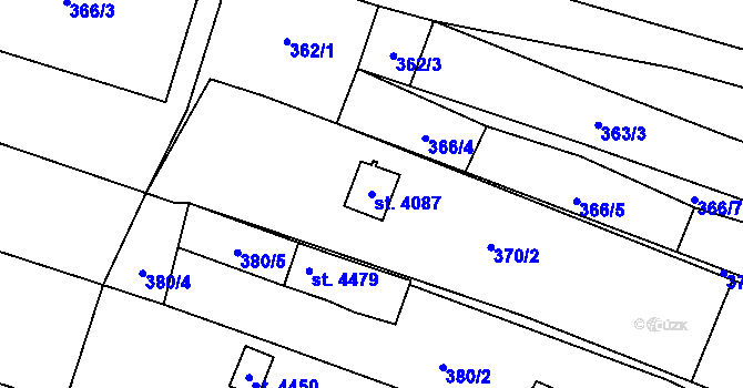 Parcela st. 4087 v KÚ Kyjov, Katastrální mapa