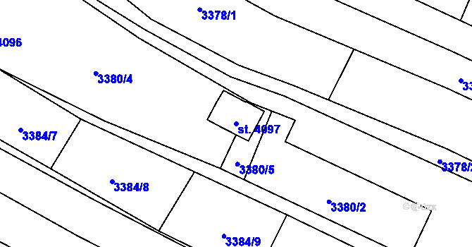 Parcela st. 4097 v KÚ Kyjov, Katastrální mapa