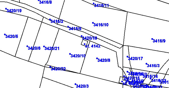 Parcela st. 4142 v KÚ Kyjov, Katastrální mapa
