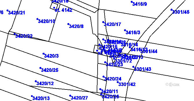 Parcela st. 4143/1 v KÚ Kyjov, Katastrální mapa