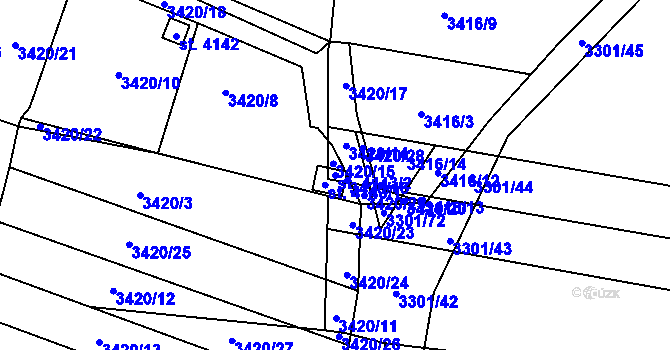 Parcela st. 4143/2 v KÚ Kyjov, Katastrální mapa