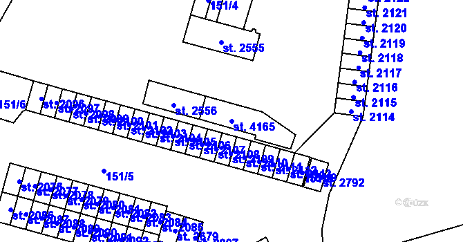 Parcela st. 4165 v KÚ Kyjov, Katastrální mapa