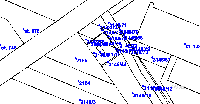 Parcela st. 4170 v KÚ Kyjov, Katastrální mapa