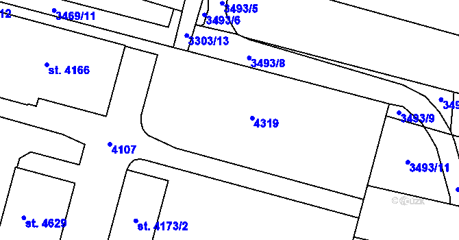 Parcela st. 4174 v KÚ Kyjov, Katastrální mapa