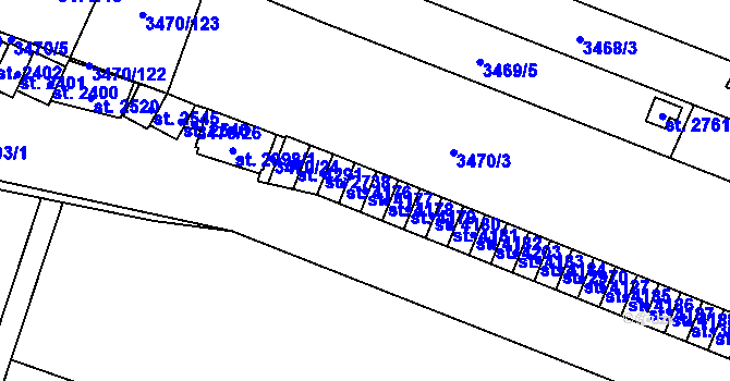 Parcela st. 4177 v KÚ Kyjov, Katastrální mapa