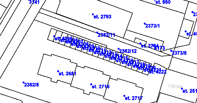 Parcela st. 4213 v KÚ Kyjov, Katastrální mapa