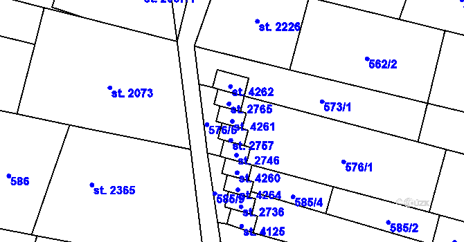 Parcela st. 4261 v KÚ Kyjov, Katastrální mapa