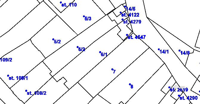 Parcela st. 6/1 v KÚ Kyjov, Katastrální mapa