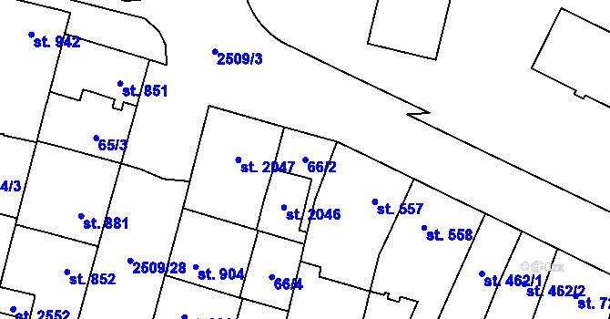 Parcela st. 66/2 v KÚ Kyjov, Katastrální mapa