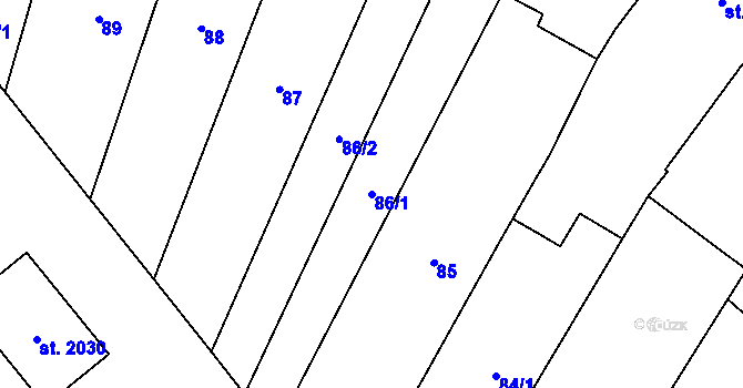 Parcela st. 86/1 v KÚ Kyjov, Katastrální mapa