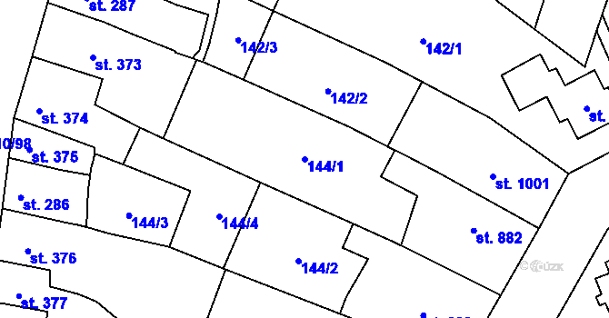 Parcela st. 144/1 v KÚ Kyjov, Katastrální mapa