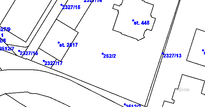 Parcela st. 252/2 v KÚ Kyjov, Katastrální mapa