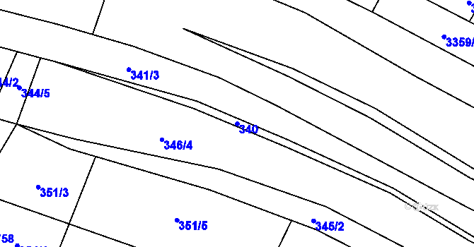 Parcela st. 340 v KÚ Kyjov, Katastrální mapa