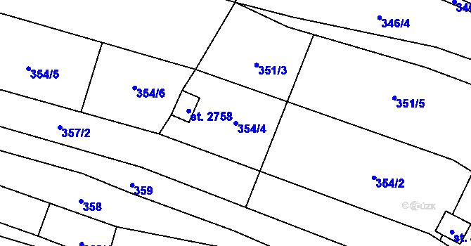 Parcela st. 354/4 v KÚ Kyjov, Katastrální mapa
